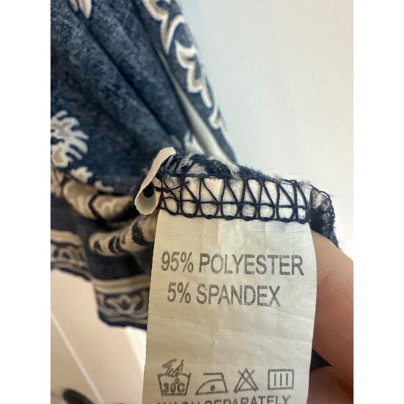 Hipster Row Navy Blue with Beige Boho Paisley Open Front Kimono - Picture 4 of 8